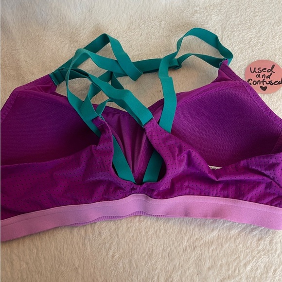 Vibrant Purple and Teal Sports Bra - Picture 3 of 4